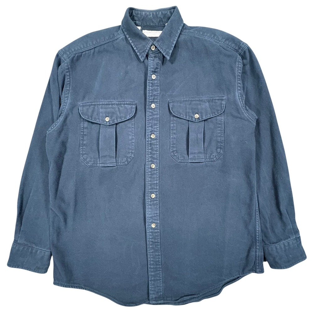 Vintage Filson Alaskan Guide Shirt Mens L Navy Blue Wash Twill Button Up USA